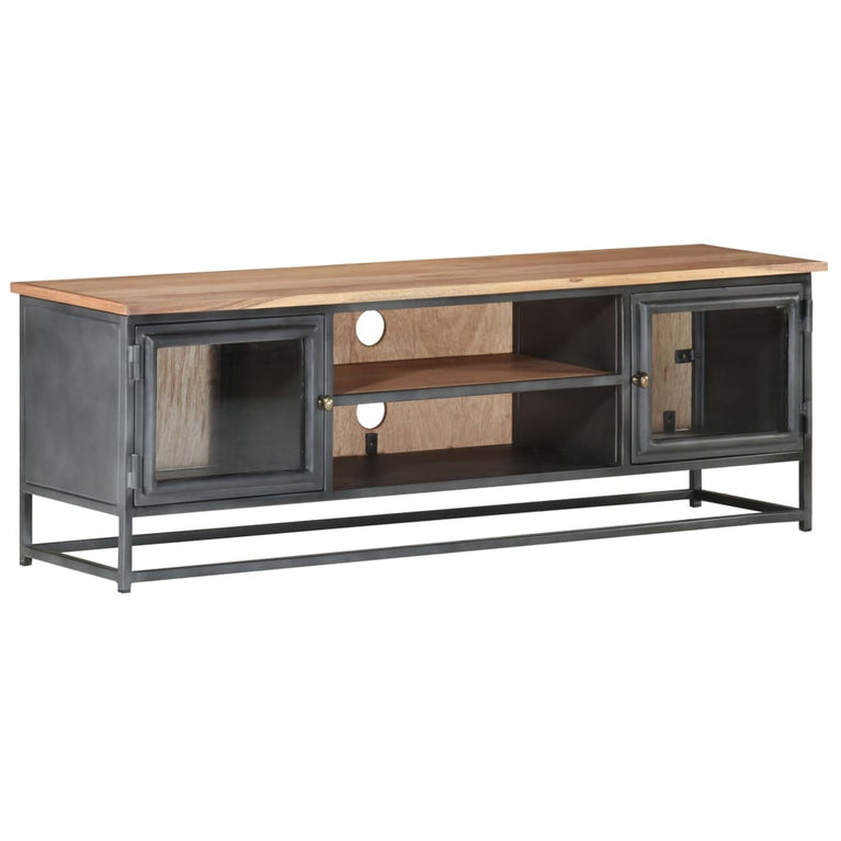 Tv-meubel 120x30x40 cm massief acaciahout en staal grijs MeubelReus