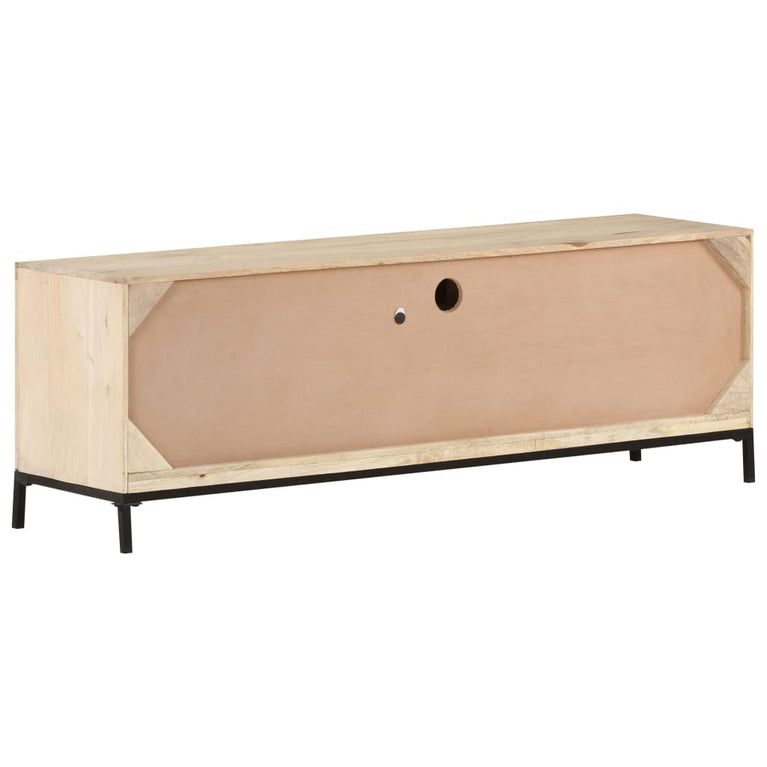 Tv-meubel 120x30x40 cm massief mangohout en natuurlijk riet MeubelReus