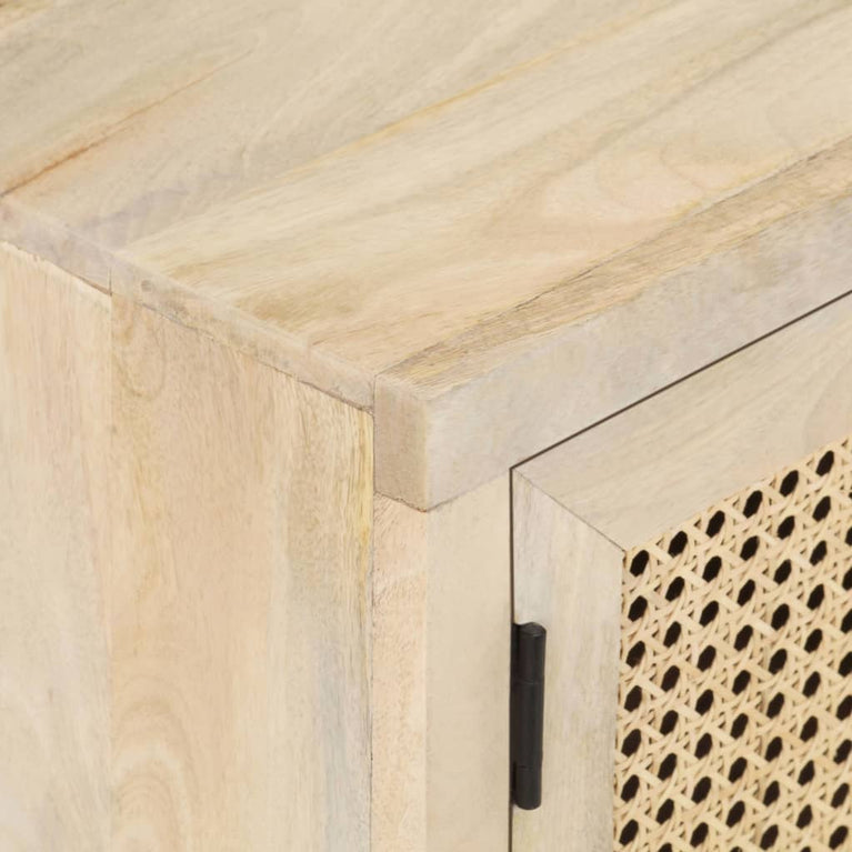 Tv-meubel 120x30x40 cm massief mangohout en natuurlijk riet MeubelReus