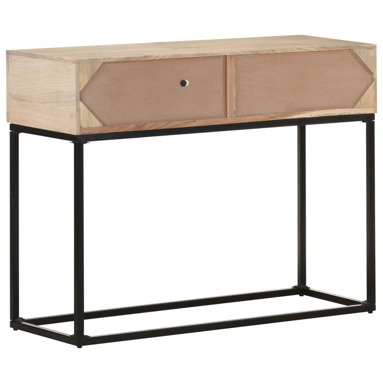 Wandtafel 100x35x76 cm massief mangohout en natuurlijk riet MeubelReus