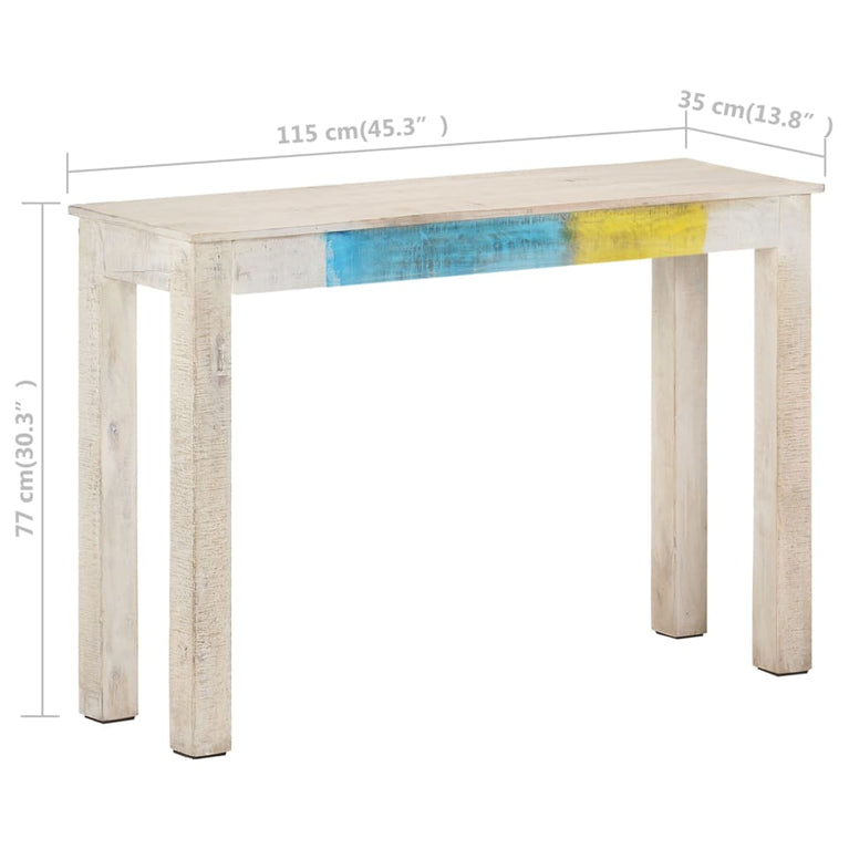 Wandtafel 115x35x77 cm ruw mangohout wit MeubelReus