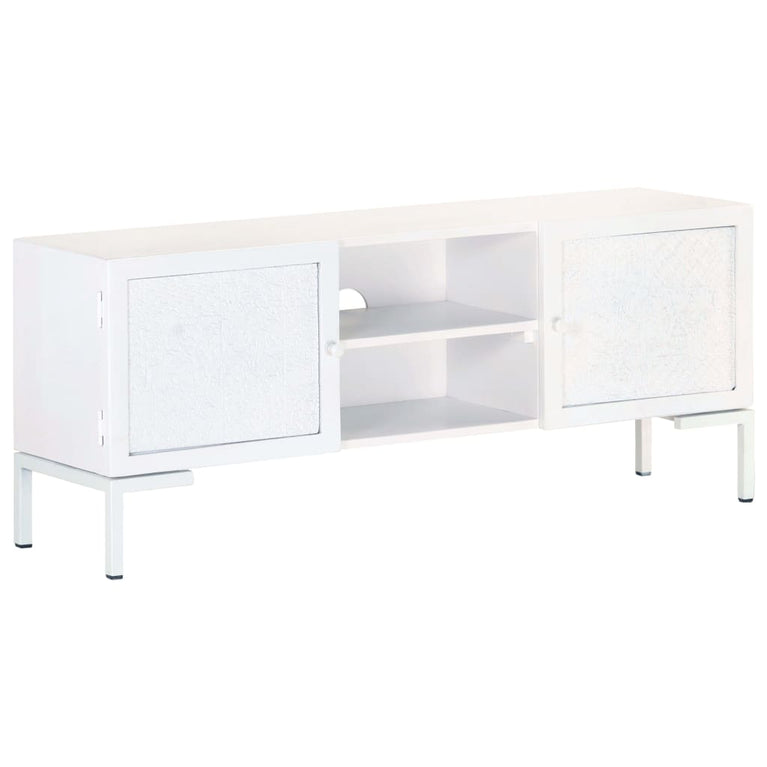 Tv-meubel 115x30x46 cm massief mangohout wit MeubelReus