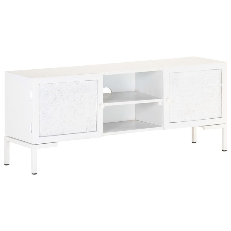 Tv-meubel 115x30x46 cm massief mangohout wit MeubelReus