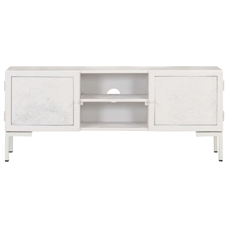 Tv-meubel 115x30x46 cm massief mangohout wit MeubelReus
