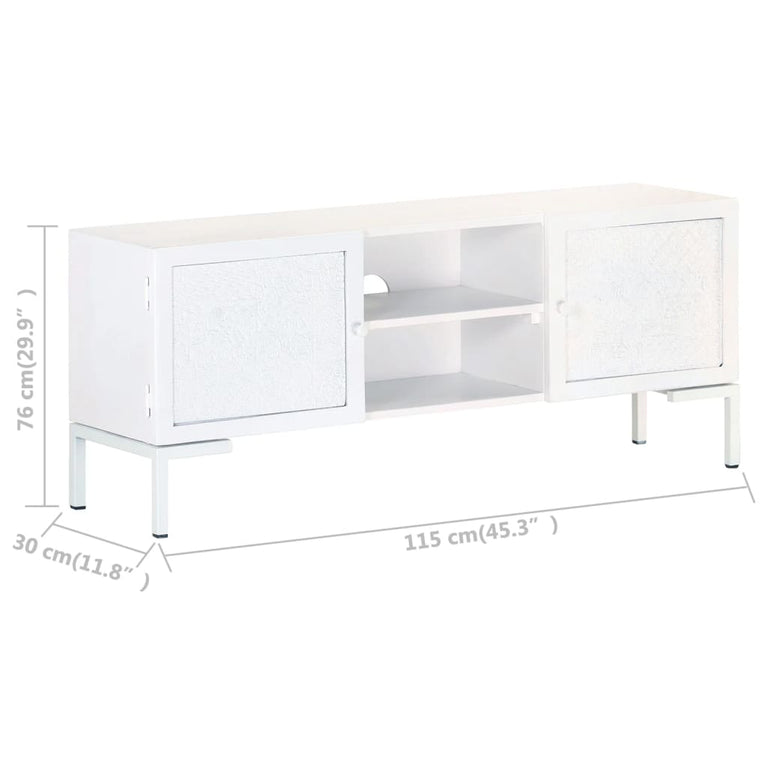 Tv-meubel 115x30x46 cm massief mangohout wit MeubelReus