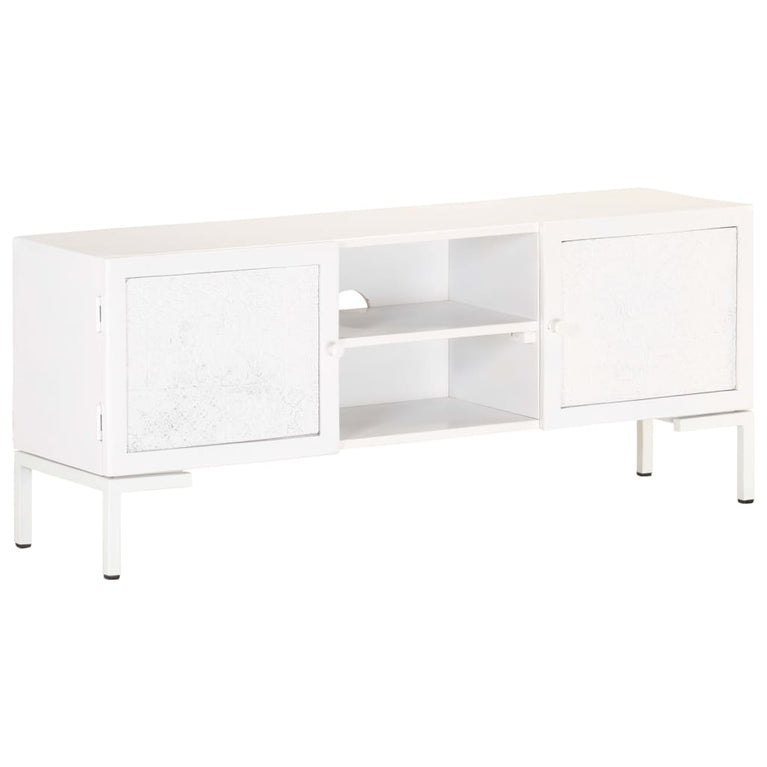 Tv-meubel 115x30x46 cm massief mangohout wit MeubelReus