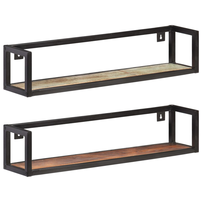 Wandschappen 2 st 80 cm massief gerecycled hout MeubelReus