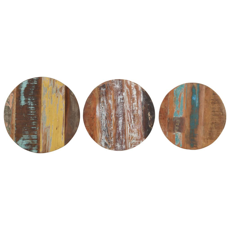 Bijzettafel 3 st massief gerecycled hout MeubelReus