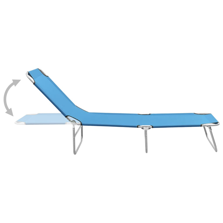 Ligbed inklapbaar staal en stof turquoiseblauw