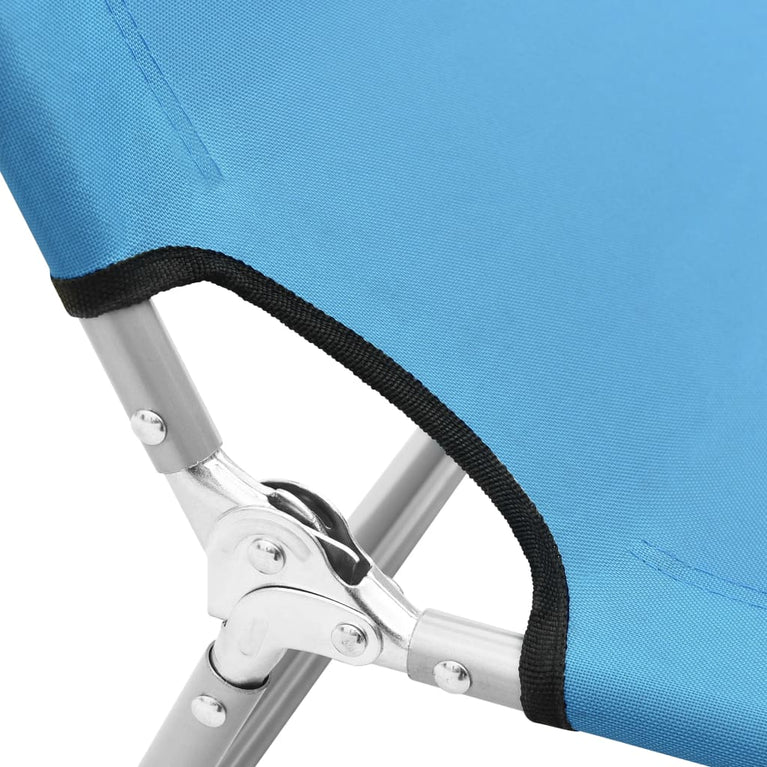 Ligbed inklapbaar staal en stof turquoiseblauw