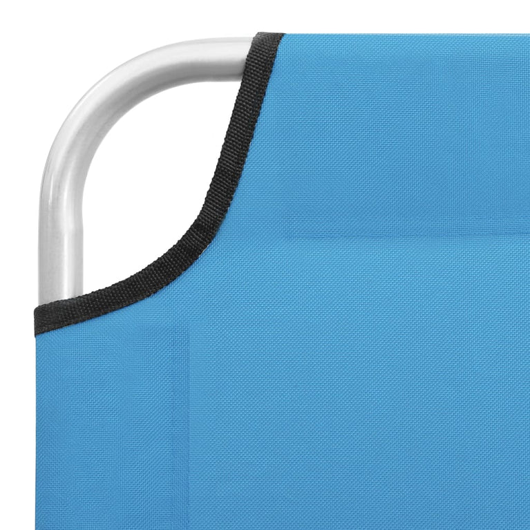 Ligbed inklapbaar staal en stof turquoiseblauw
