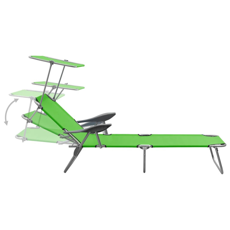 Ligbed met luifel staal groen MeubelReus