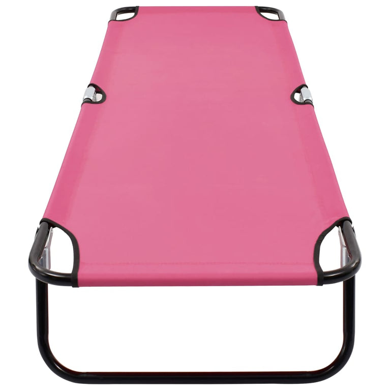 Ligbed inklapbaar staal roze MeubelReus
