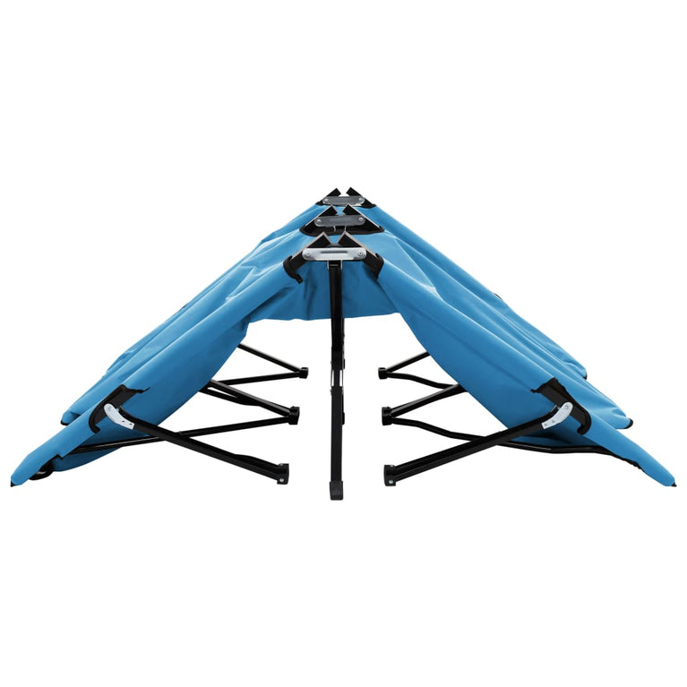 Ligbed 2-persoons inklapbaar staal blauw MeubelReus