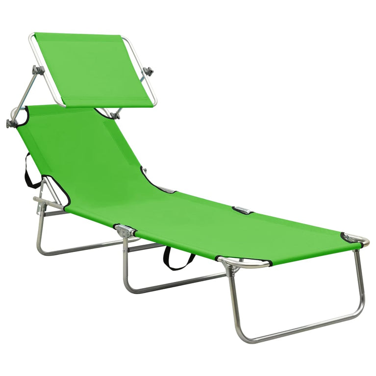 Ligbed inklapbaar met luifel aluminium groen MeubelReus