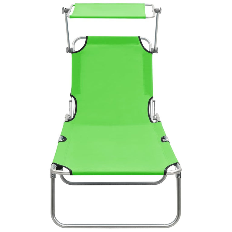 Ligbed inklapbaar met luifel aluminium groen MeubelReus