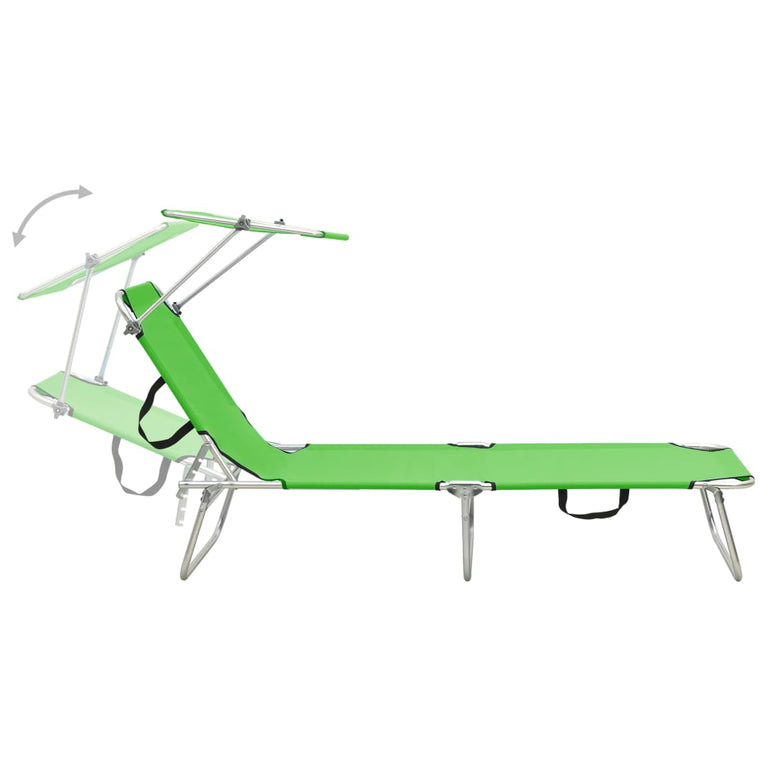 Ligbed inklapbaar met luifel aluminium groen MeubelReus