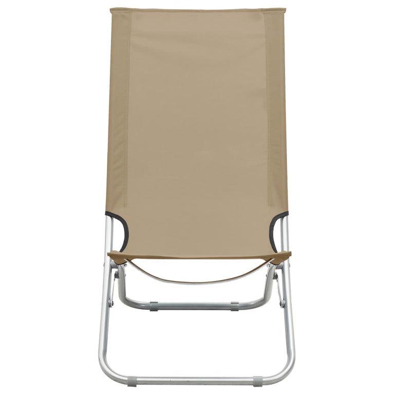 Strandstoelen 2 st inklapbaar stof taupe
