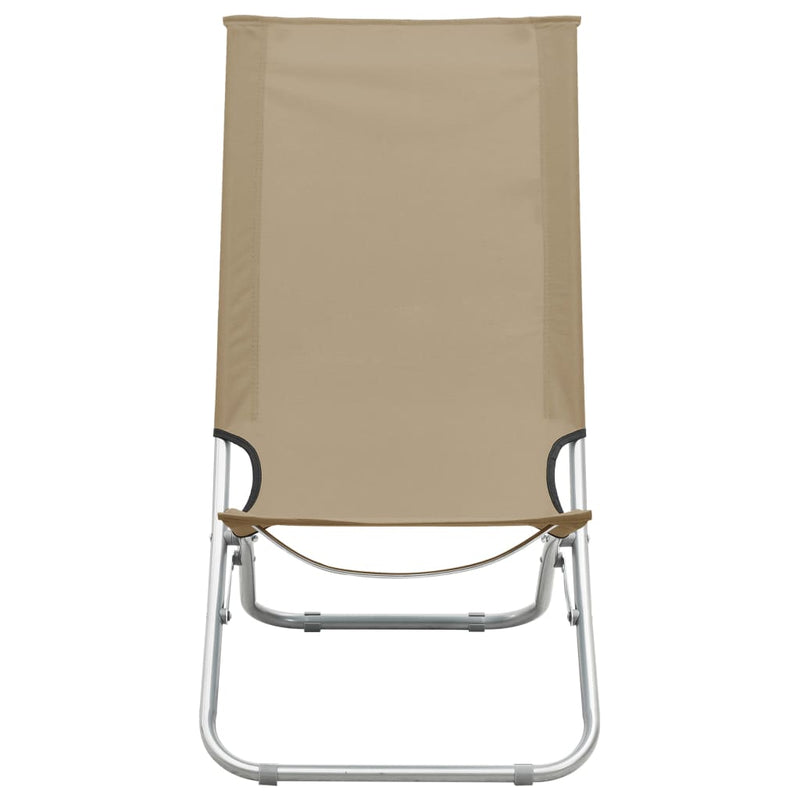 Strandstoelen 2 st inklapbaar stof taupe