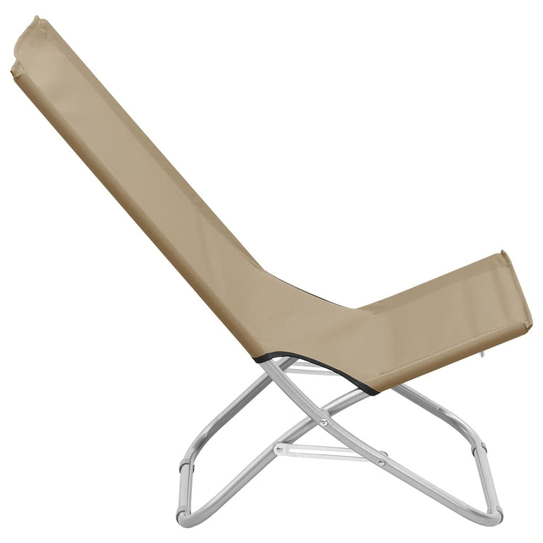 Strandstoelen 2 st inklapbaar stof taupe