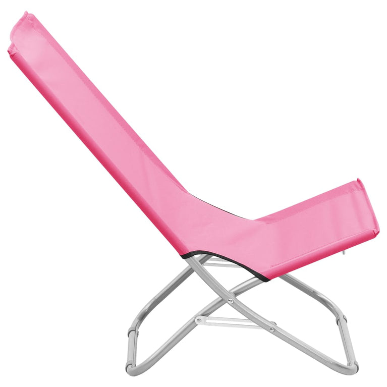 Strandstoelen 2 st inklapbaar stof roze MeubelReus
