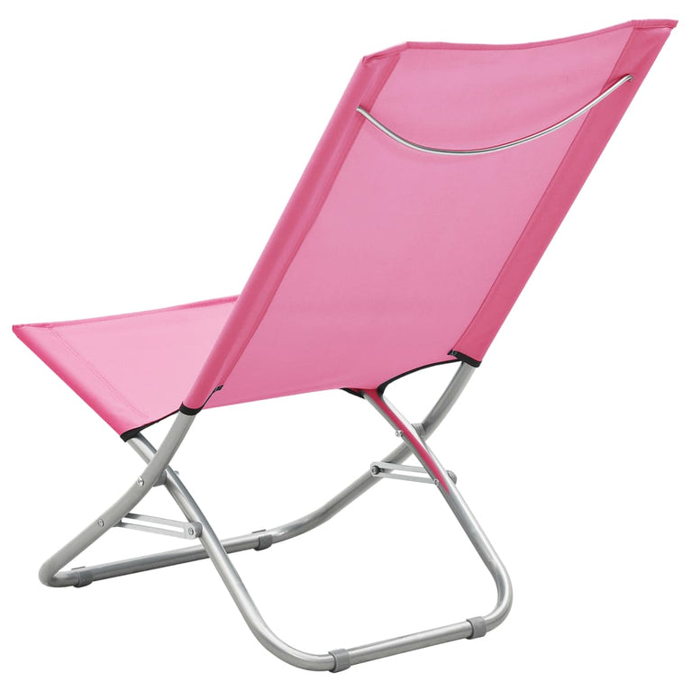 Strandstoelen 2 st inklapbaar stof roze MeubelReus