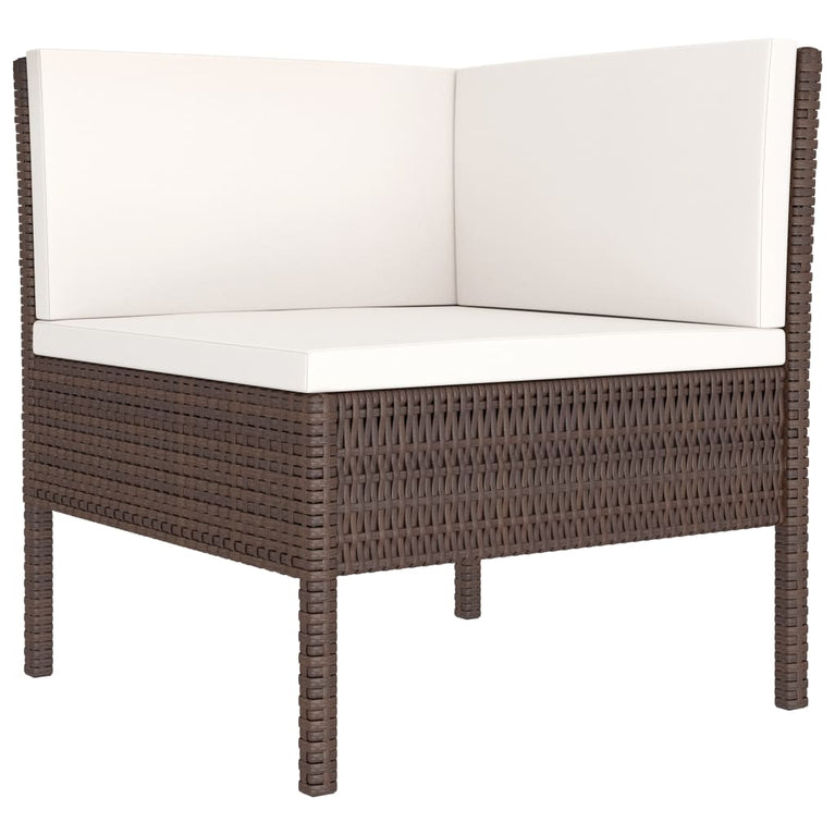 3-delige Loungeset met kussens poly rattan bruin MeubelReus