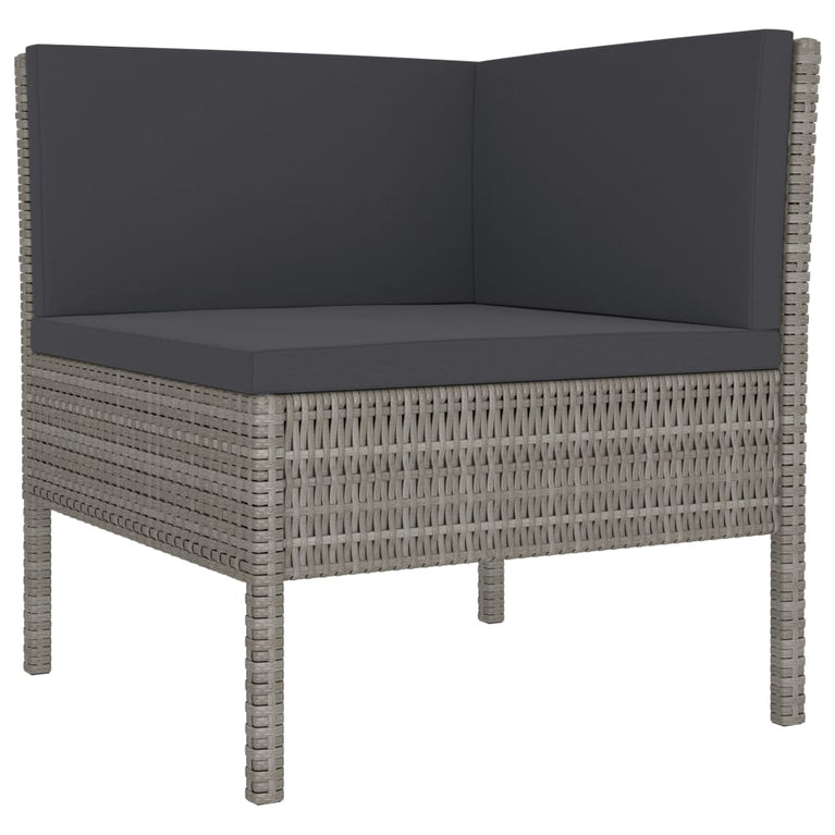 3-delige Loungeset met kussens poly rattan grijs MeubelReus