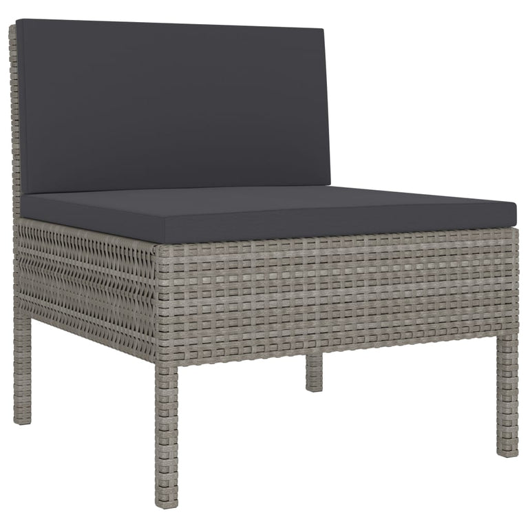 3-delige Loungeset met kussens poly rattan grijs MeubelReus