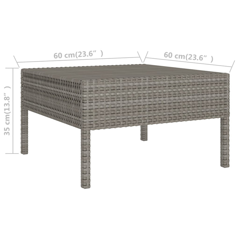 3-delige Loungeset met kussens poly rattan grijs MeubelReus
