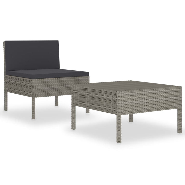 2-delige Loungeset met kussens poly rattan grijs MeubelReus