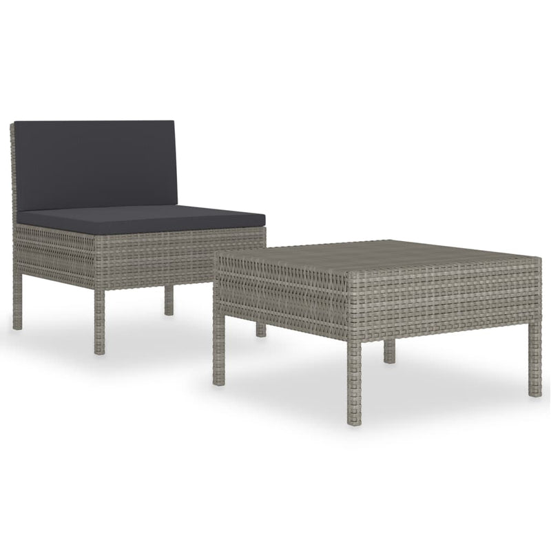 2-delige Loungeset met kussens poly rattan grijs MeubelReus