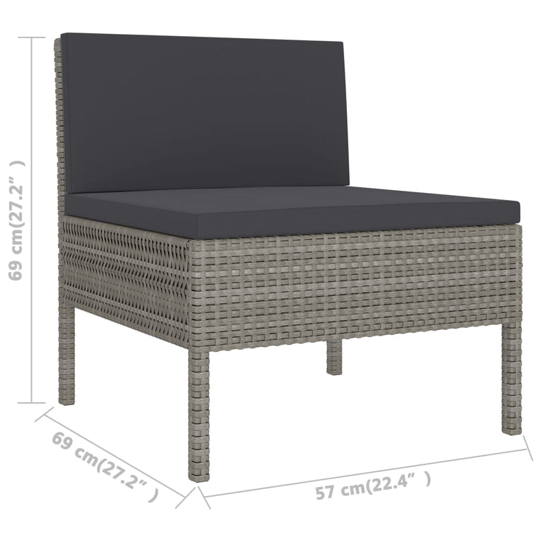 2-delige Loungeset met kussens poly rattan grijs MeubelReus