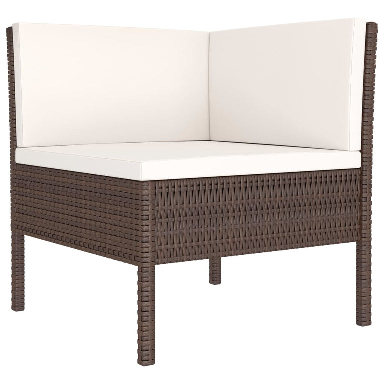 3-delige Loungeset met kussens poly rattan bruin MeubelReus