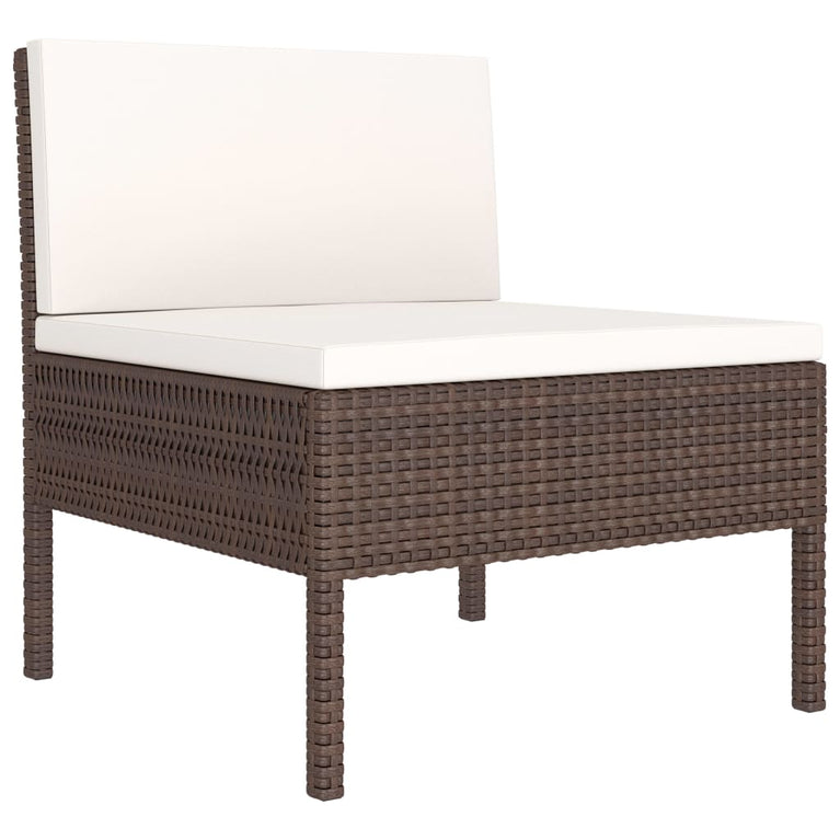 3-delige Loungeset met kussens poly rattan bruin MeubelReus