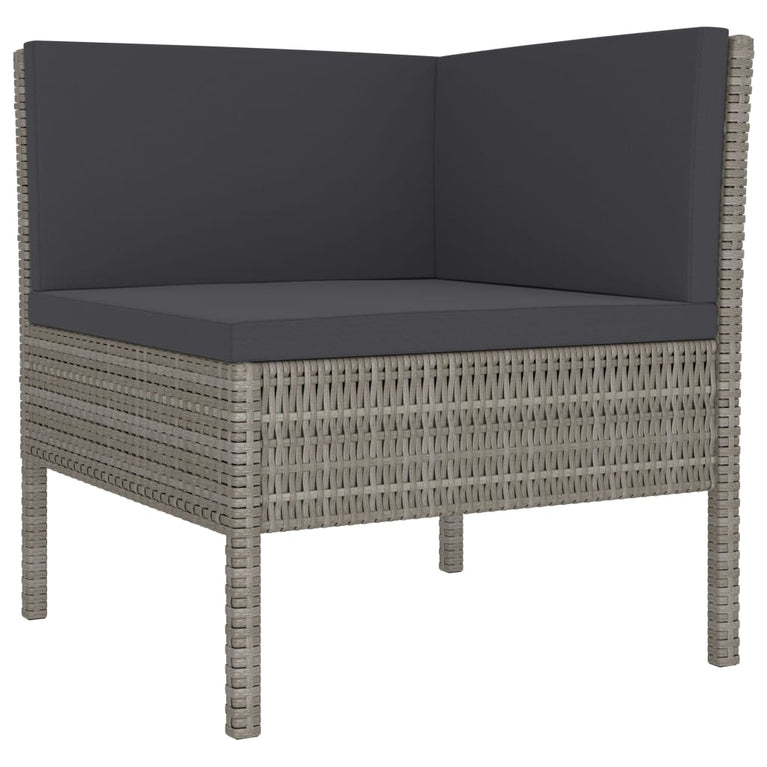 3-delige Loungeset met kussens poly rattan grijs MeubelReus