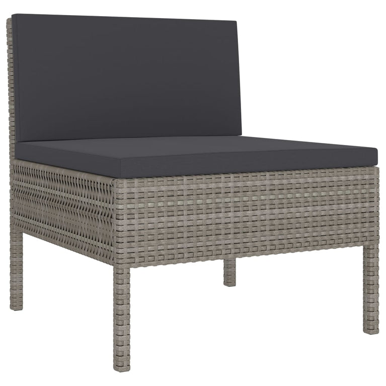 3-delige Loungeset met kussens poly rattan grijs MeubelReus