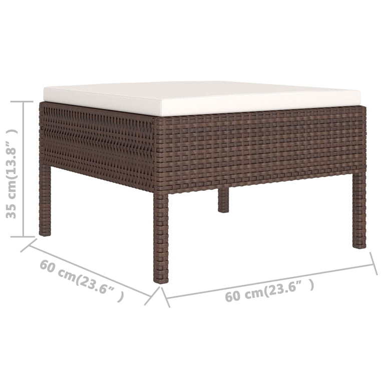 2-delige Loungeset met kussens poly rattan bruin MeubelReus