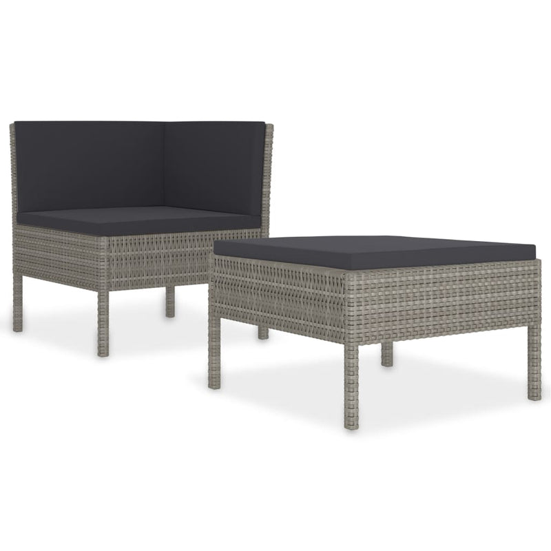 2-delige Loungeset met kussens poly rattan grijs MeubelReus