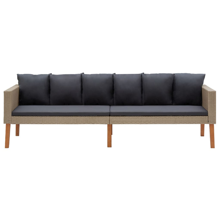 Tuinbank 3-zits met kussens poly rattan beige MeubelReus
