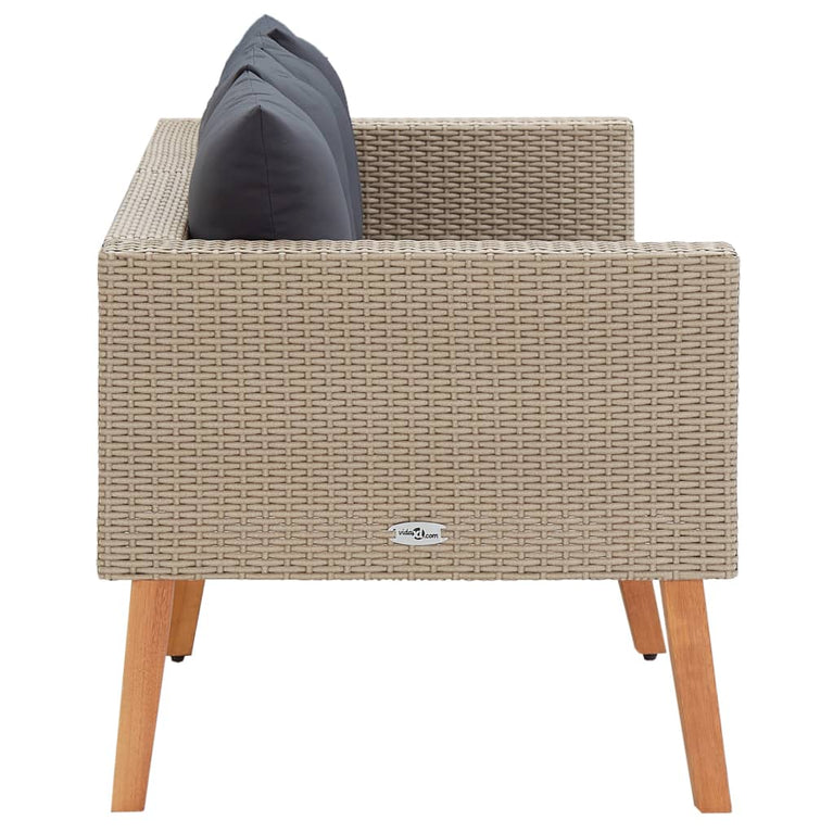 Tuinbank 2-zits met kussens poly rattan beige MeubelReus