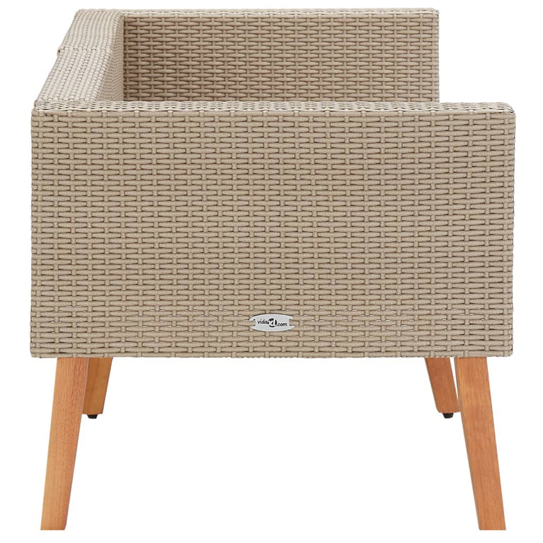 Tuinbank 2-zits met kussens poly rattan beige MeubelReus