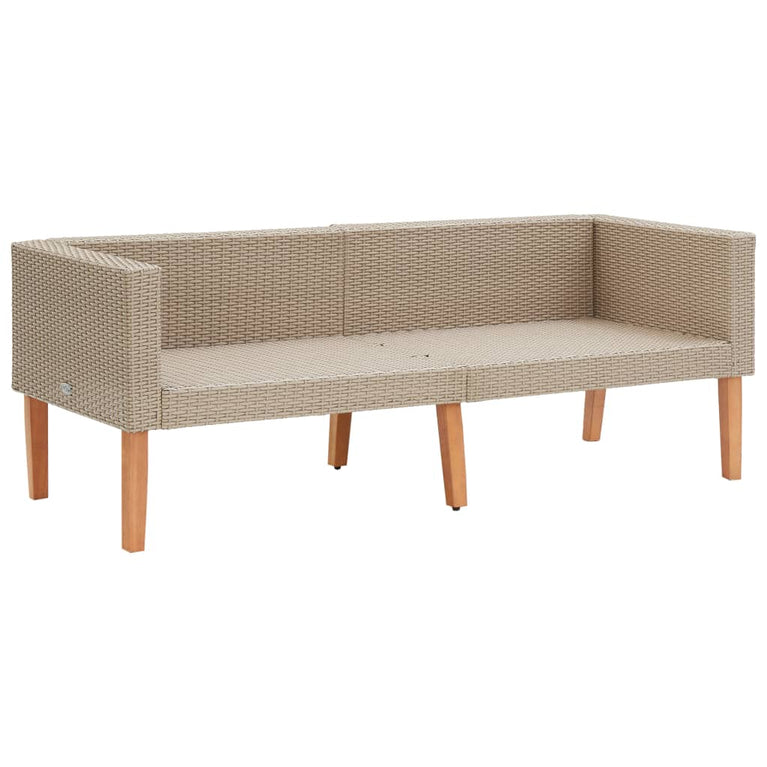 Tuinbank 2-zits met kussens poly rattan beige MeubelReus