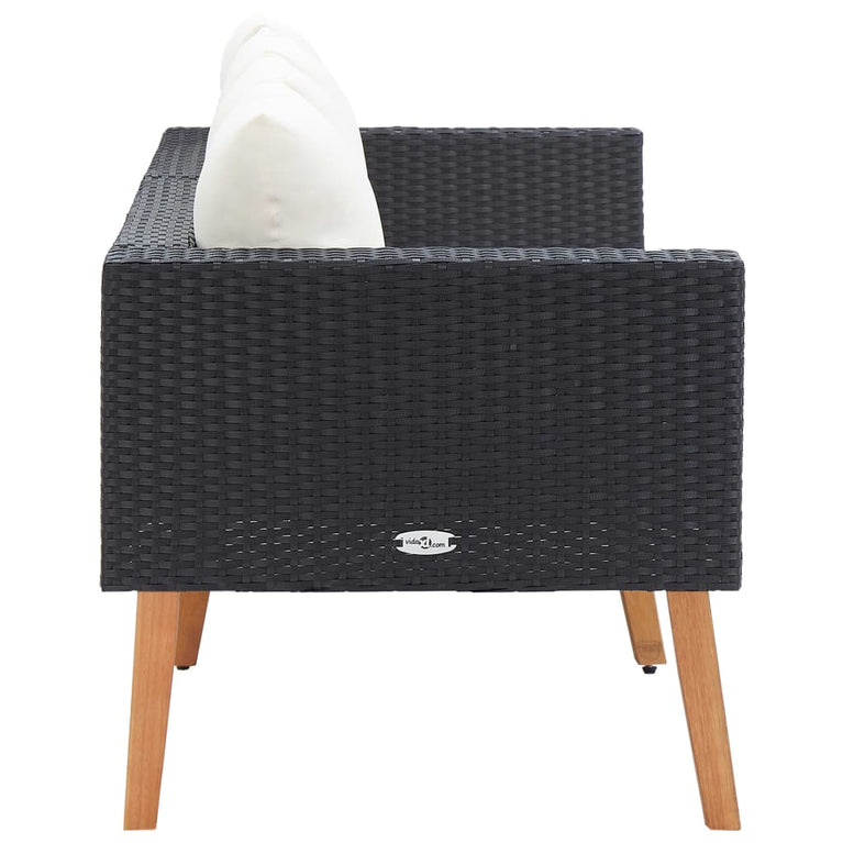 Tuinbank 2-zits met kussens poly rattan zwart MeubelReus