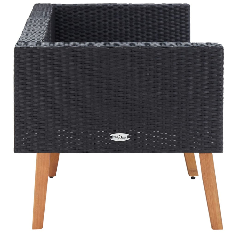 Tuinbank 2-zits met kussens poly rattan zwart MeubelReus