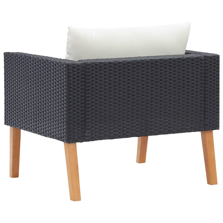 Tuinbank eenzits met kussens poly rattan zwart MeubelReus