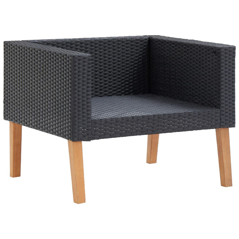Tuinbank eenzits met kussens poly rattan zwart MeubelReus