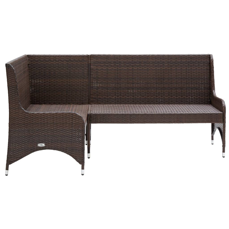 Tuinhoekbanken 2 st poly rattan bruin MeubelReus