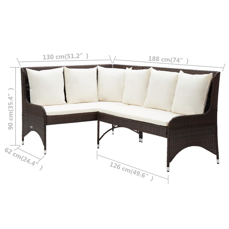 Tuinhoekbanken 2 st poly rattan bruin MeubelReus