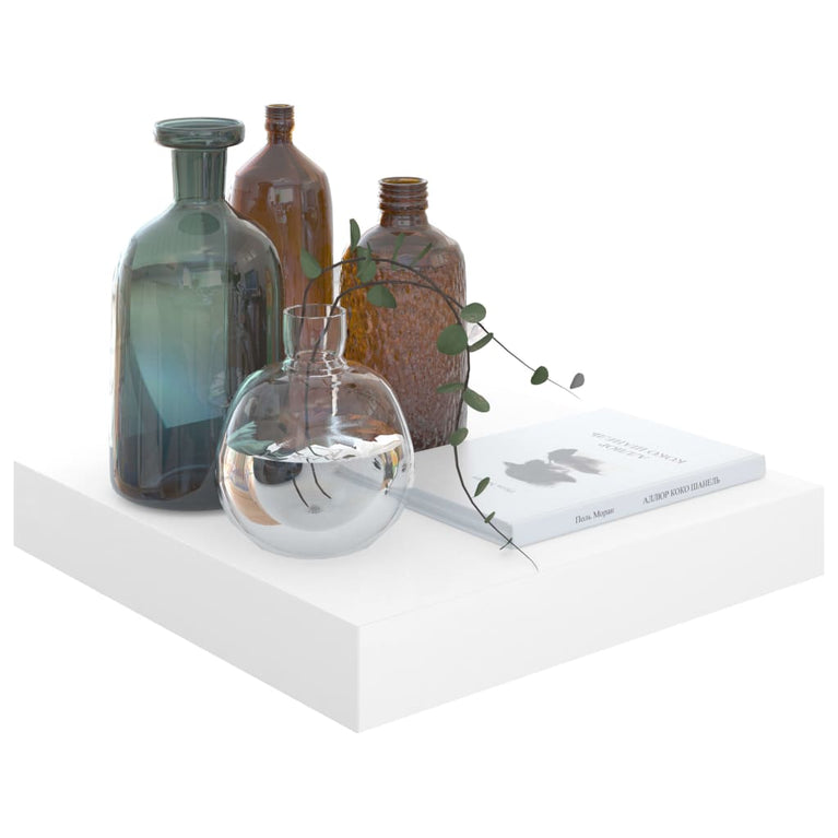 Wandschappen zwevend 2 st 23x23,5x3,8 cm MDF hoogglans wit MeubelReus